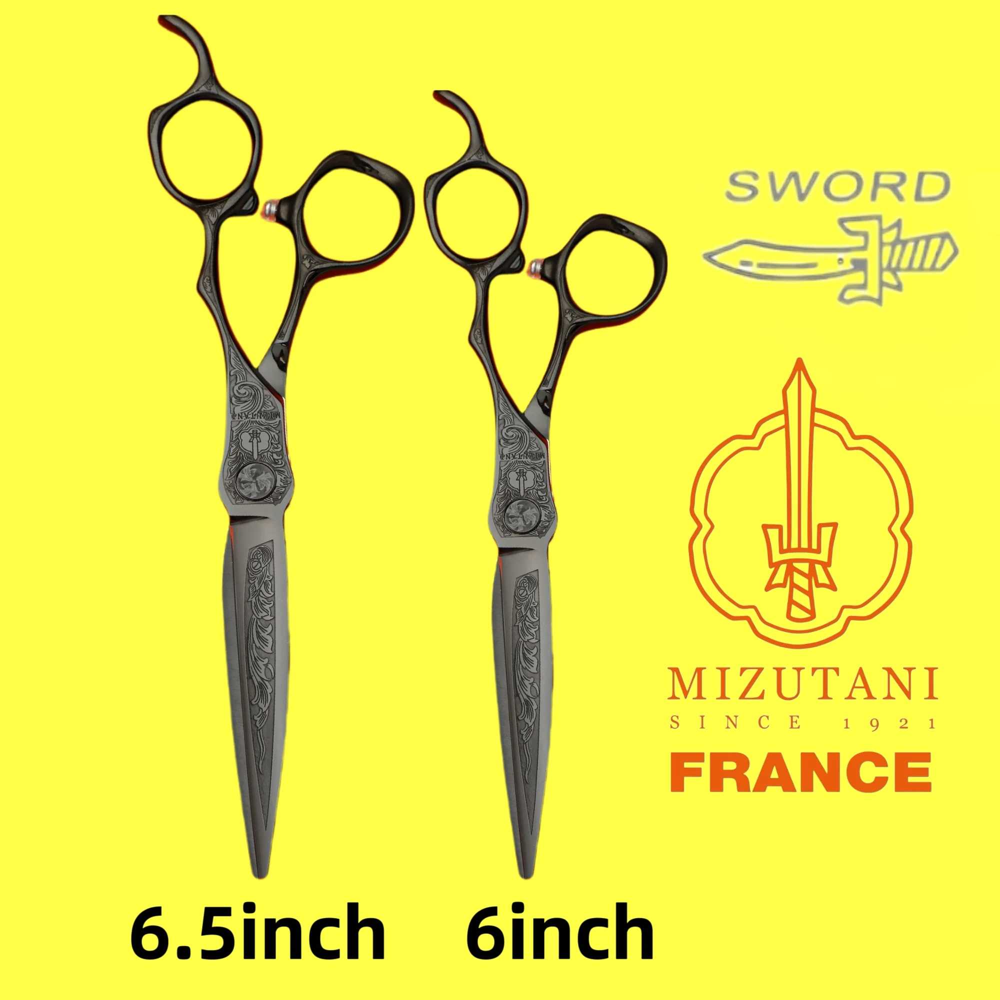 MIZUTANI scissors Professional hair scissors 6.5 inch VG10 material Carving pattern art  Sharp and wear-resistant Scissor