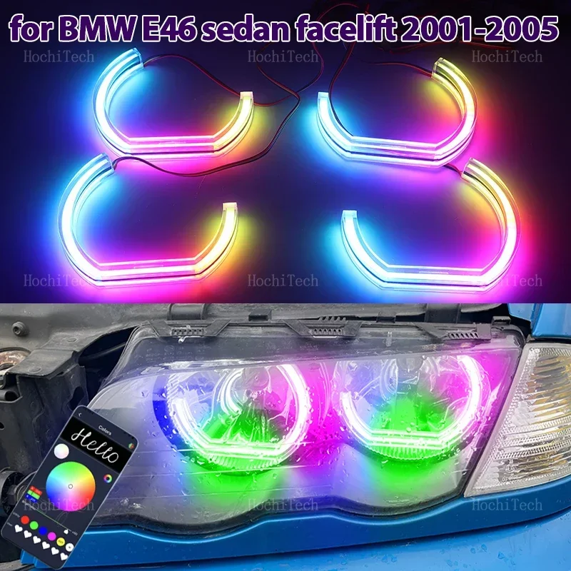 

For BMW 3 Series E46 Sedan Facelift 2001-2005 Flowing DRL Multi-colored App control LED Angel Eyes Bulb Ring with turn signal