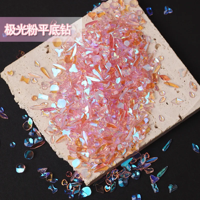 

18colors 100pcs/Pack Random Resin Rhinestone Fancy Style Aurora Transparent Shiny 3D Manicure Nail Art Decoration Charms Jewelry