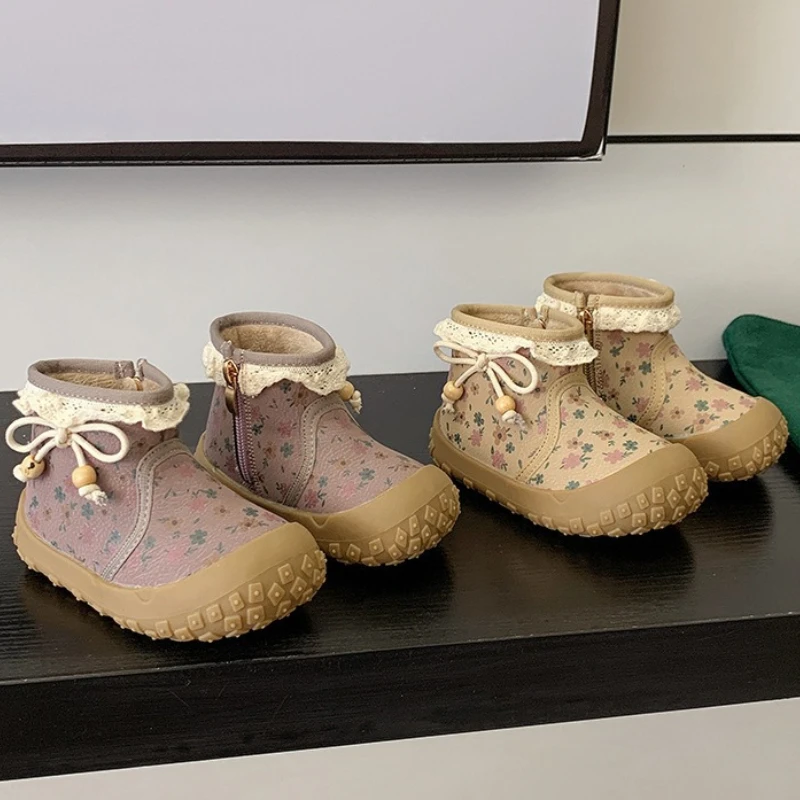 Winter Child Fashionboot2025new Korean Version Child Flat Boot Girlanti Slip Princessboot Girl Casual Versatilechild Short Boots