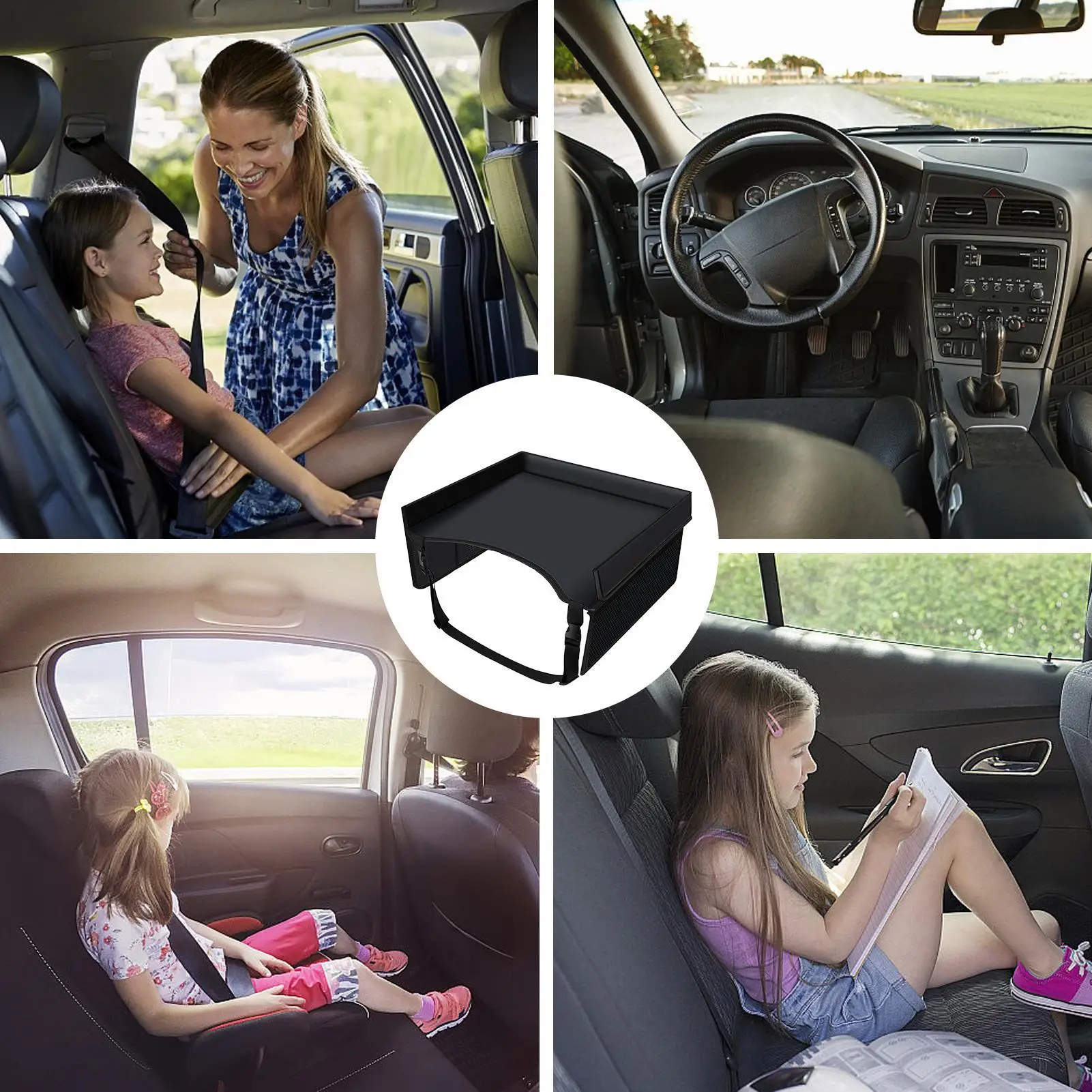 Car Seat Travel Tray Safety Seat Play Table Organizer Storage Snacks Toys Cup Holder Waterproof For Baby Children Kids Stroller - view 2