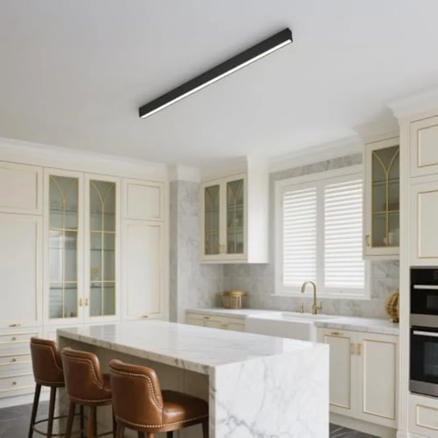 Black ceiling light LED, modern and simple, long strip ceiling surface installation, suitable for living room, bedroom, corrido view 3