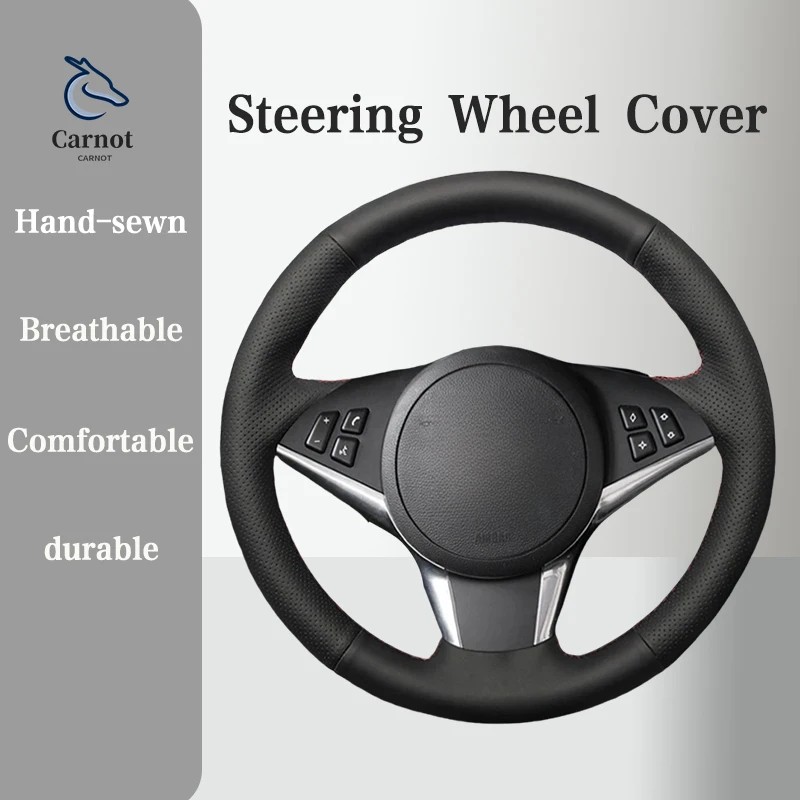 Genuine Leather Steering wheel Cover For BMW E60 E61 530d 545i 550i E63 E64 630i 645Ci  Handle Cover Interior Car Accessories