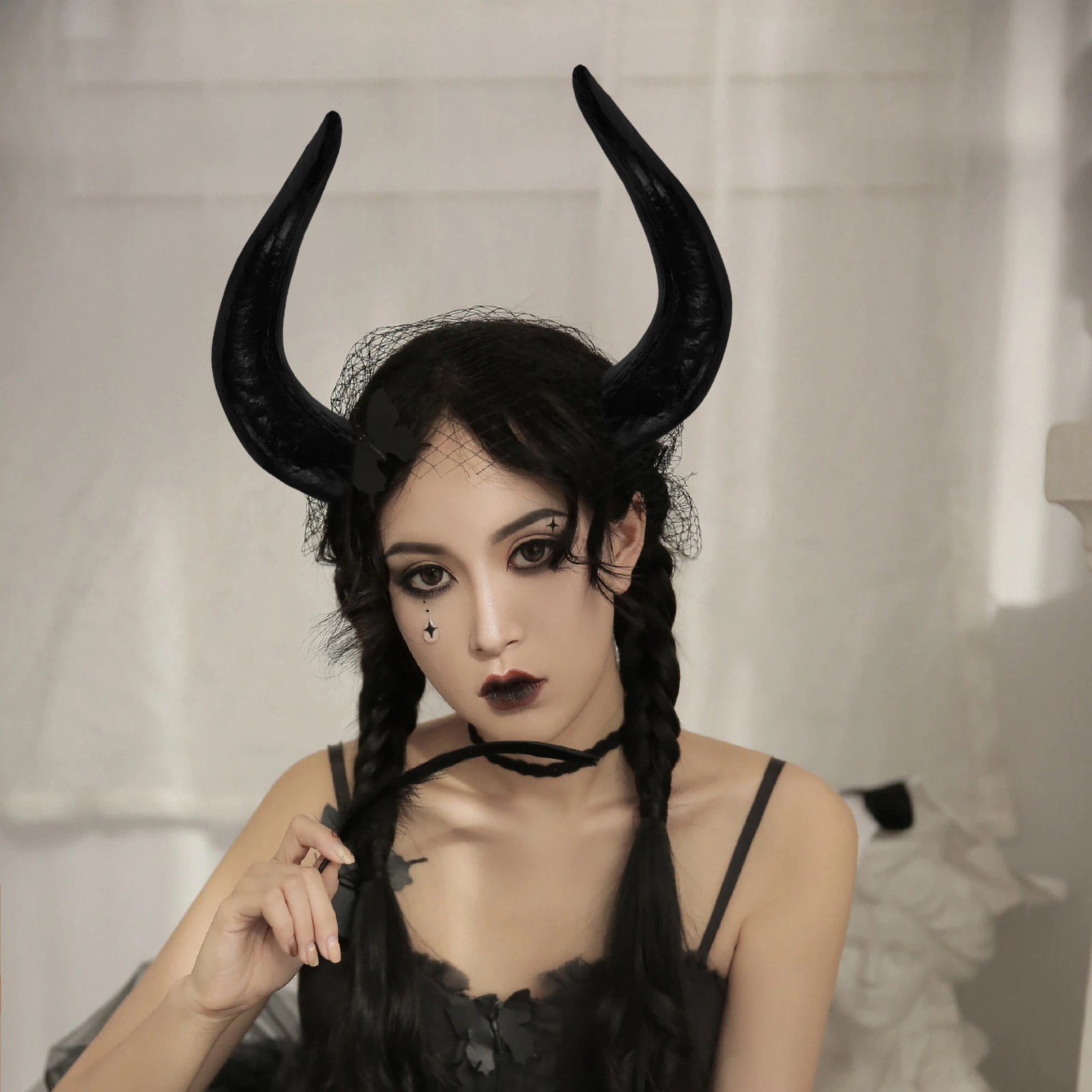 

Black Plastic Horn Headband Large Size Simulation Hair Accessories DIY Ox Horns Halloween Party Halloween Imitation Bull Horns