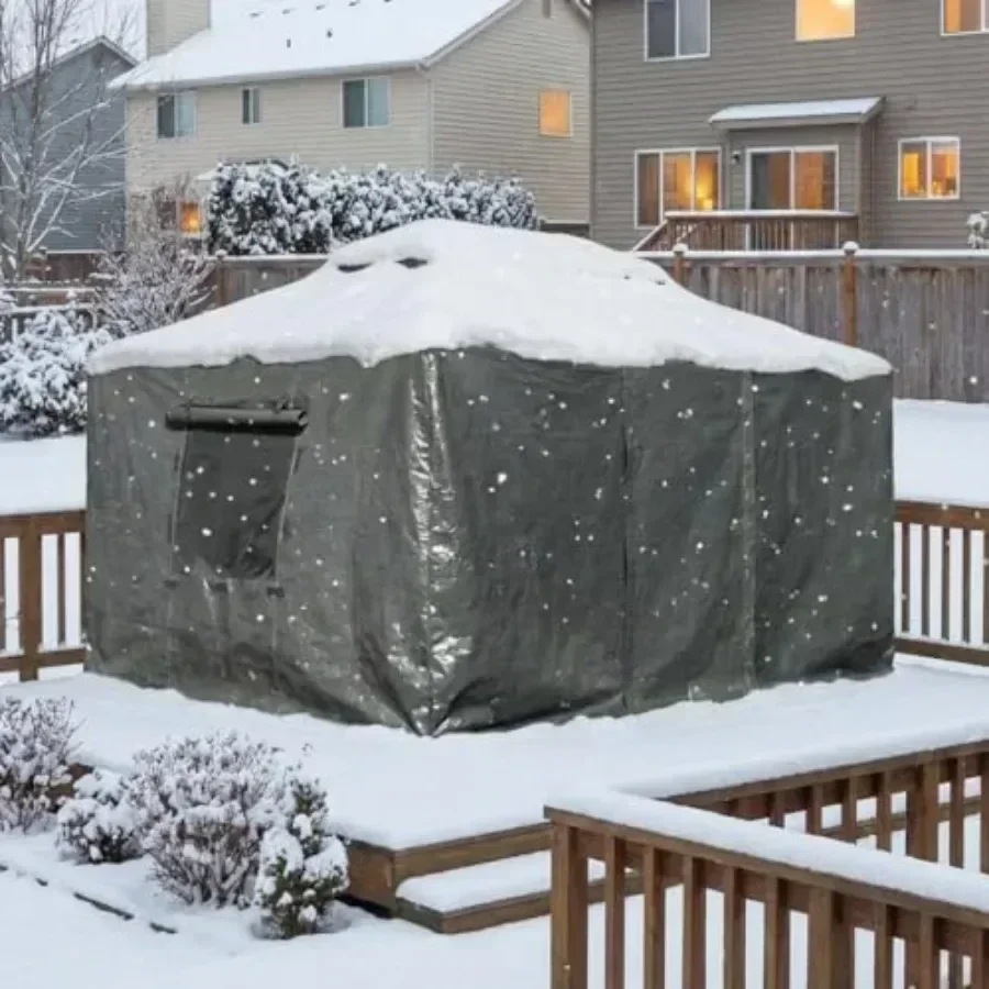 Domi 10 x12 Winter Gazebo Cover for Hardtop Gazebos Unil Gazebo Cover with Sidewalls and Mesh Windows All Season Waterproof Enc