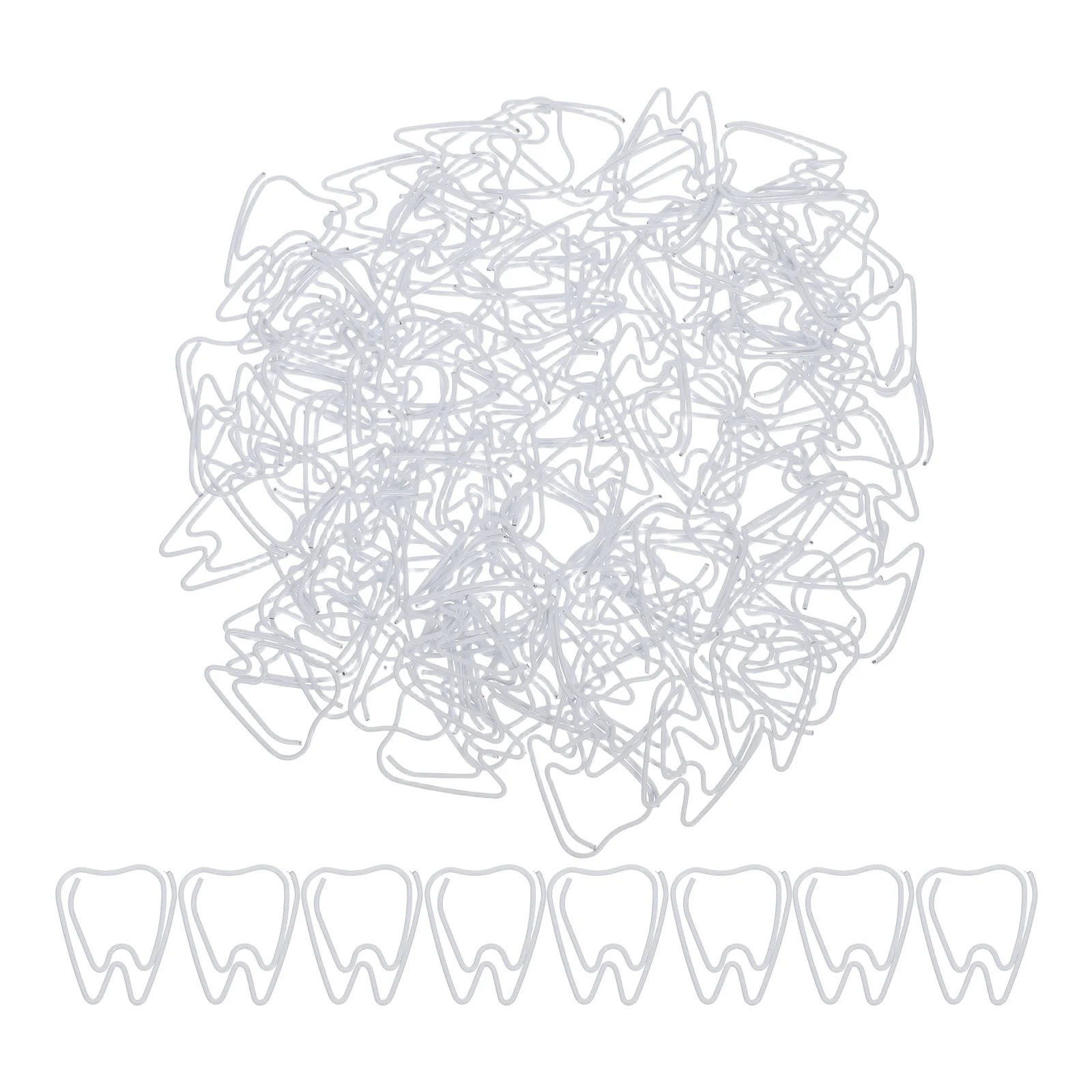 

100pcs Tooth Shaped Paper Clips White Creative Metal Small Cute Bookmarks Page Marker For School Office Supplies Document