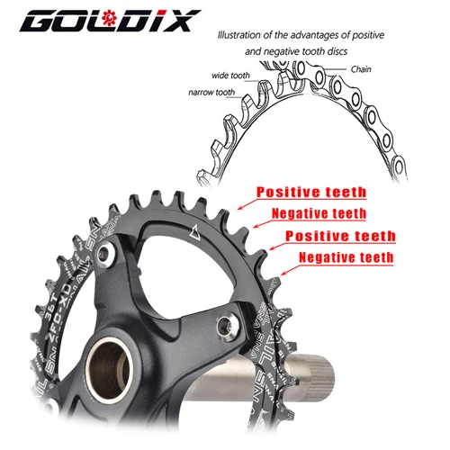 Imagen 2 del producto GOLDIX 104BCD piezas de bicicleta de montaña de dientes anchos y estrechos juego de bielas 170/175mm palancas redondas/ovaladas 32T/34T/36T/38T MTB