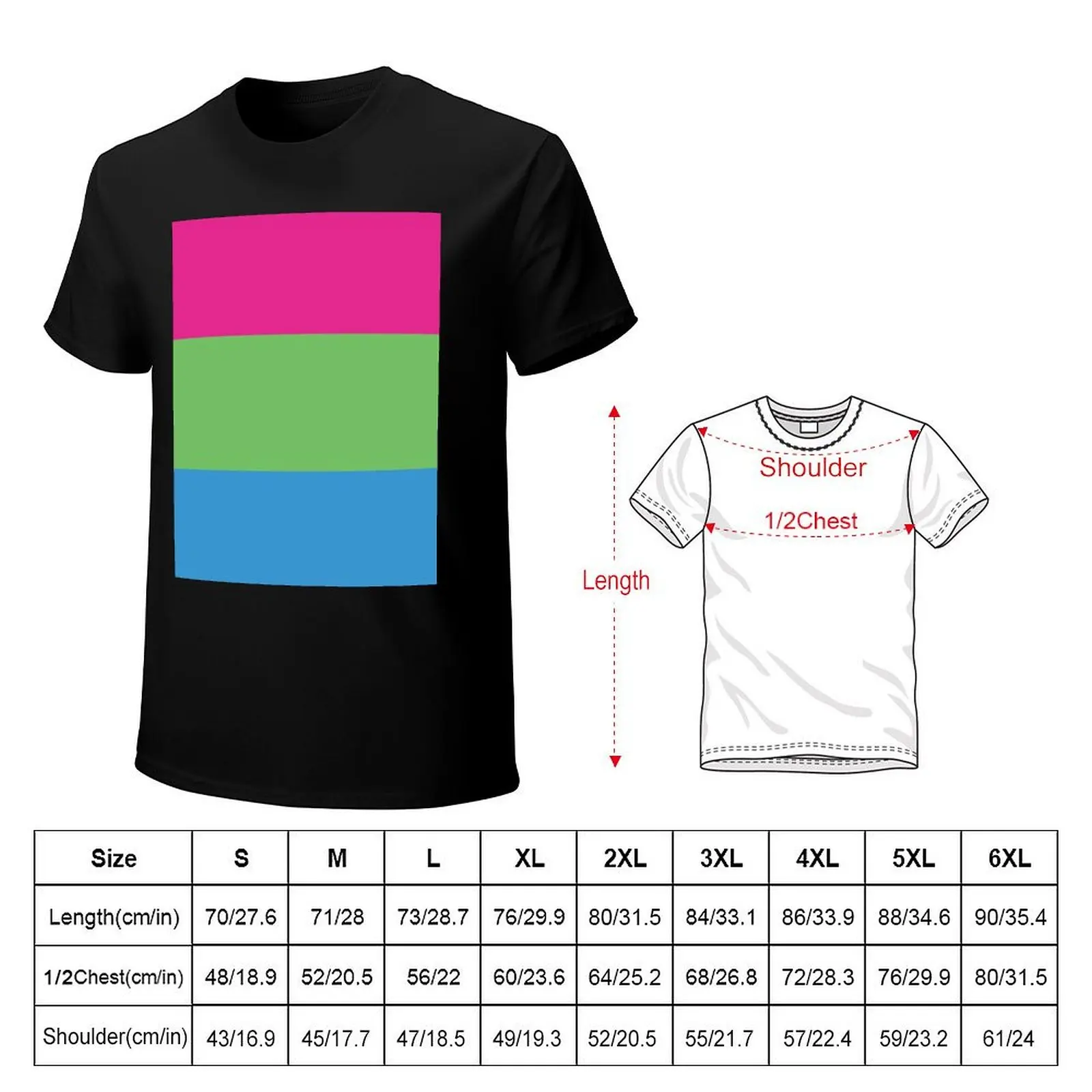 Polysexual Pride Flag T-Shirt Casual Street Style Short Sleeve Tee