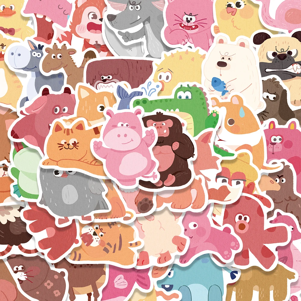 50PCS Small Animal Kindergarten Stickers Cute Cartoon Account Material Phone Case Laptop Water Cup Luggage Waterproof Stickers