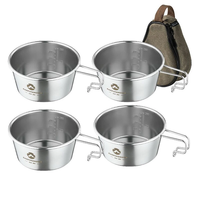 CAMPINGMOON 450ml Sierra BowlStainless Steel Outdoor Tableware PortableCamping Hiking Cup Picnic Cookware withStorage Bag