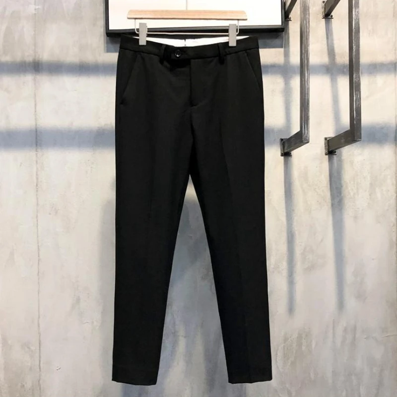 

Pocket Suit Trousers for Men Plaid Slim Fit British Style Korean Reviews Many Up Luxury Chinese Homme Classic Man Suits Pants