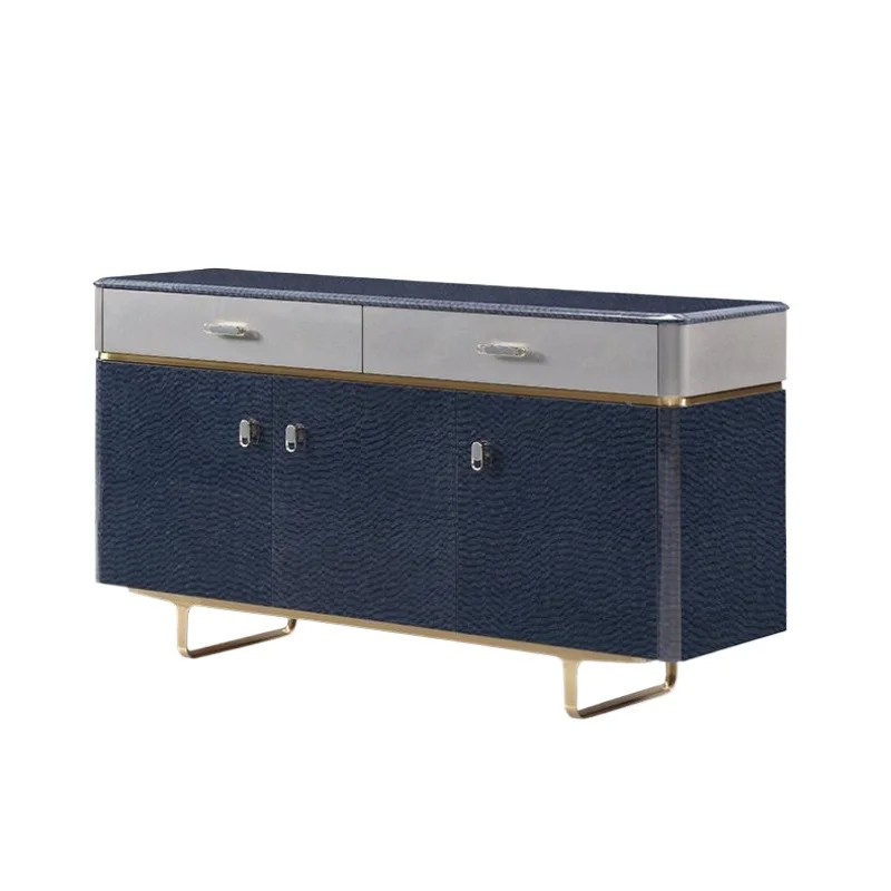 

agate wood veneer dining side cabinet, light luxury large flat-floor club luxury house exquisite large apartment furniture