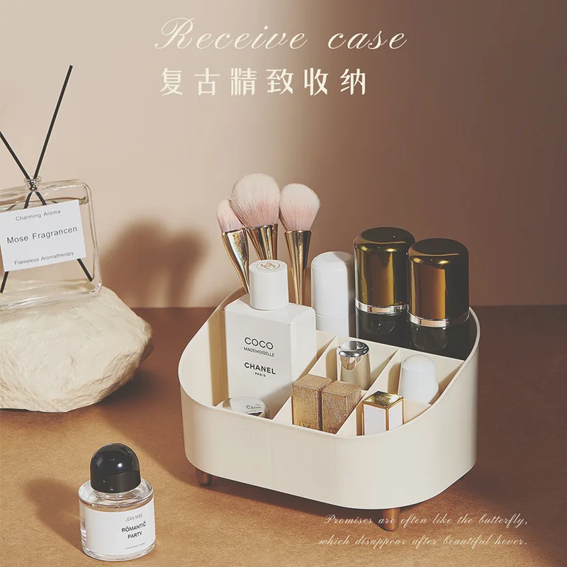 

New storage box simple household coffee table large capacity uncovered makeup brush lipstick grid desktop organization