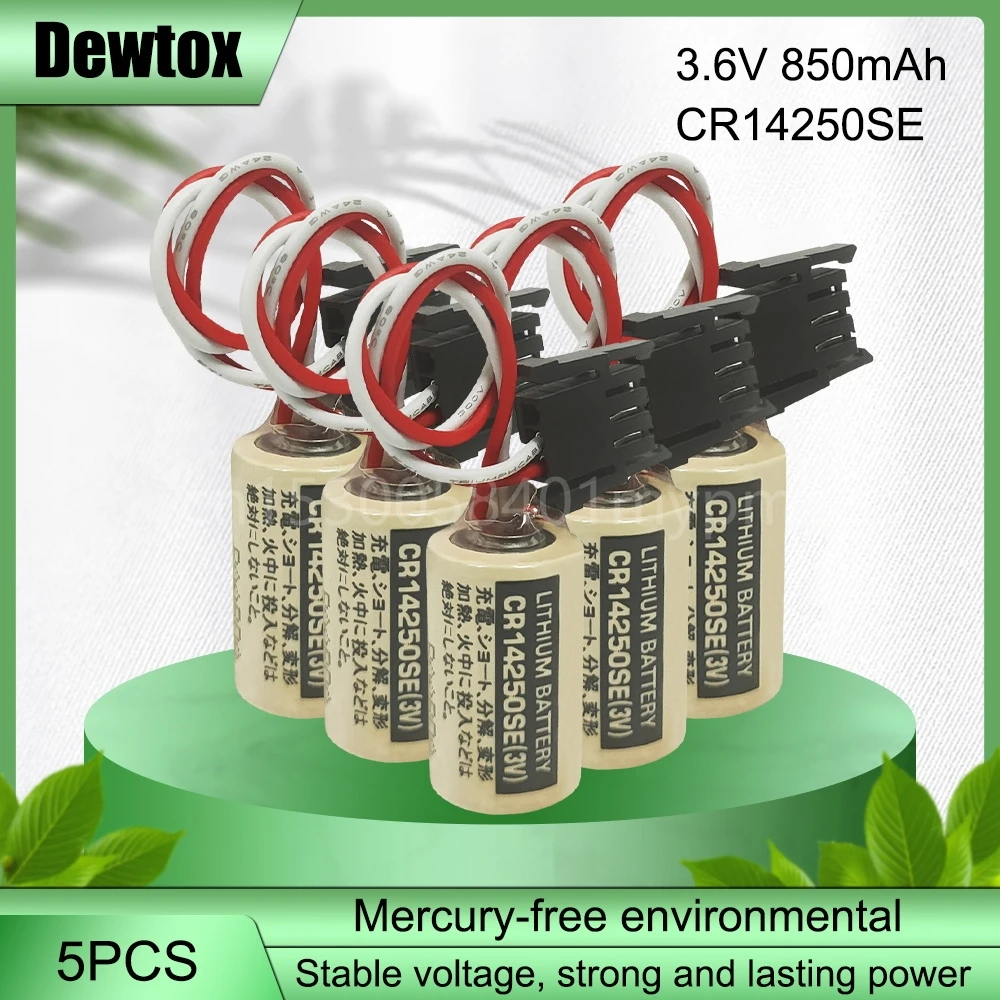 

5PCS 3V 1000mAh CR14250SE CR14250SE-R 1747-BA CNC PLC Lithium Battery With 3P Black Plug