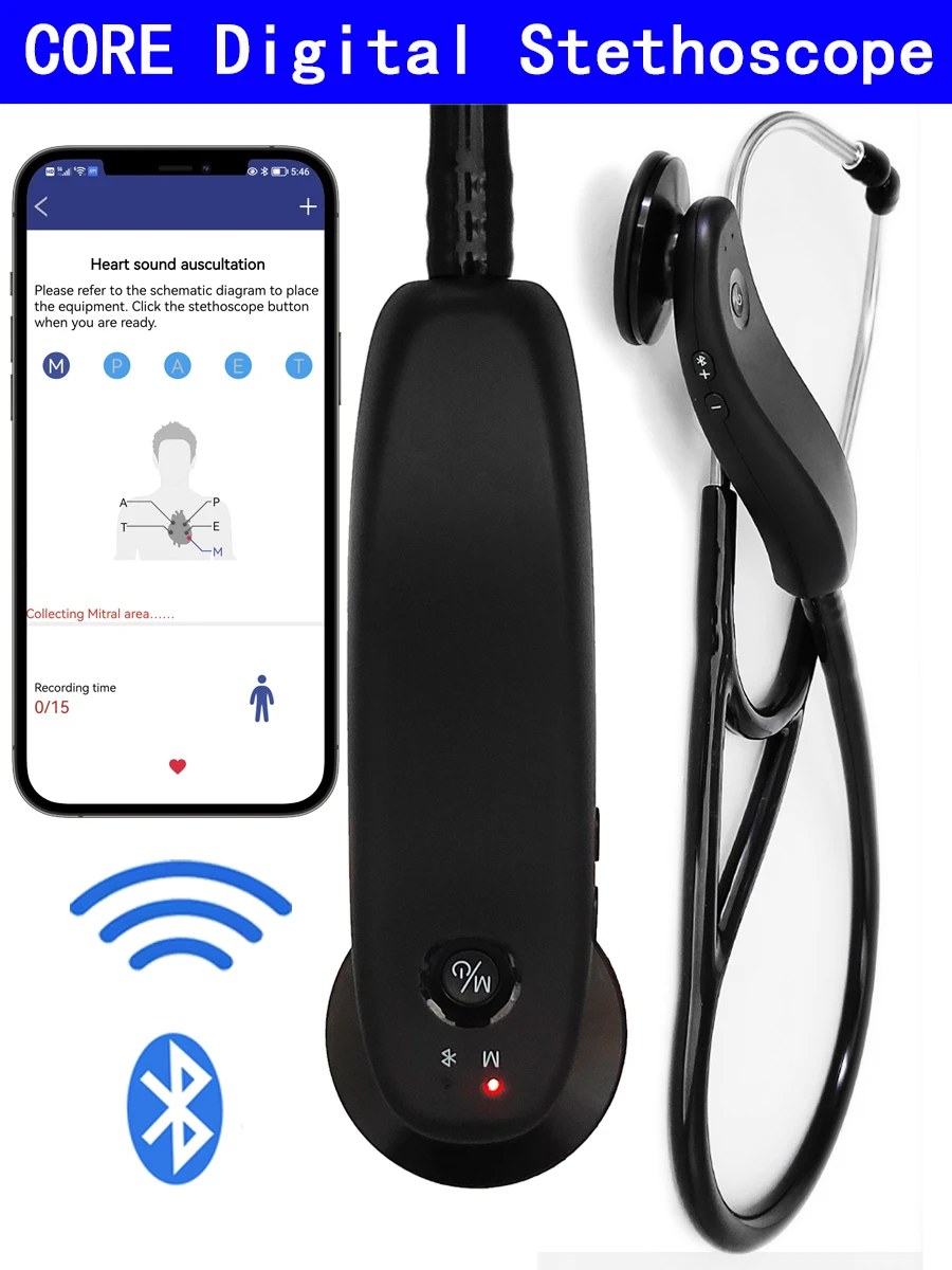 Stéthoscope numérique Bluetooth, électronique, médical, sans fil, intelligent, peut être connecté à un médecin professionnel, nouveau