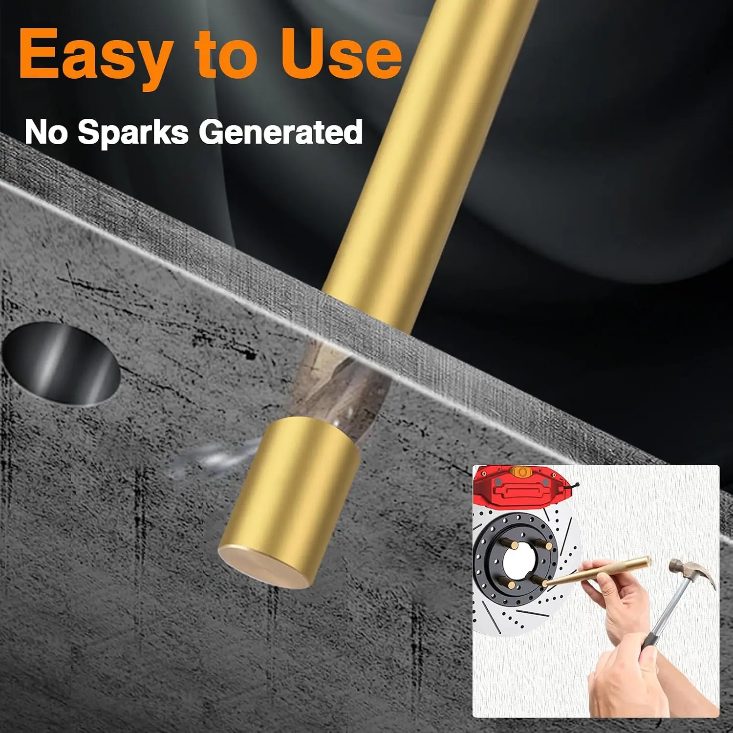 Brass Drift Pin Punch Set, Hand Tool Punches 3/8" to 5/8" & 3/4" Non-Marring Chisel for Vehicles and Home Use view 5