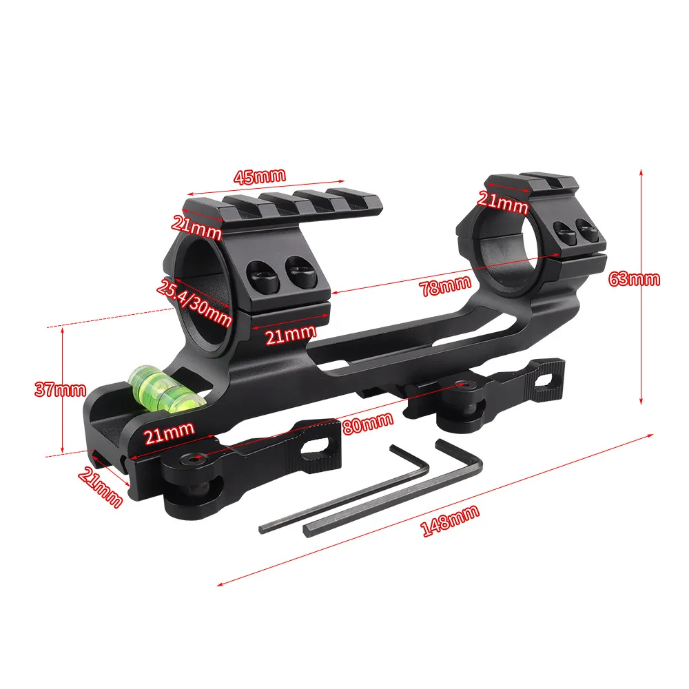 25.4/30mm QD Scope Mount with Spirit Bubble Level 20mm Rail Quick Release Tactical Toy Gun Riflescope Dual Ring Base