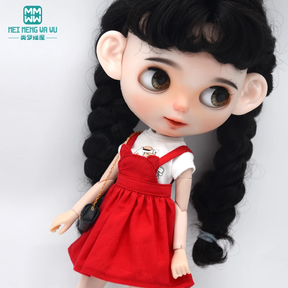 

Одежда для куклы, стильная джинсовая юбка-комбинезон подходит для куклы Blyth Azone OB22 OB24, 28 см, аксессуары в подарок