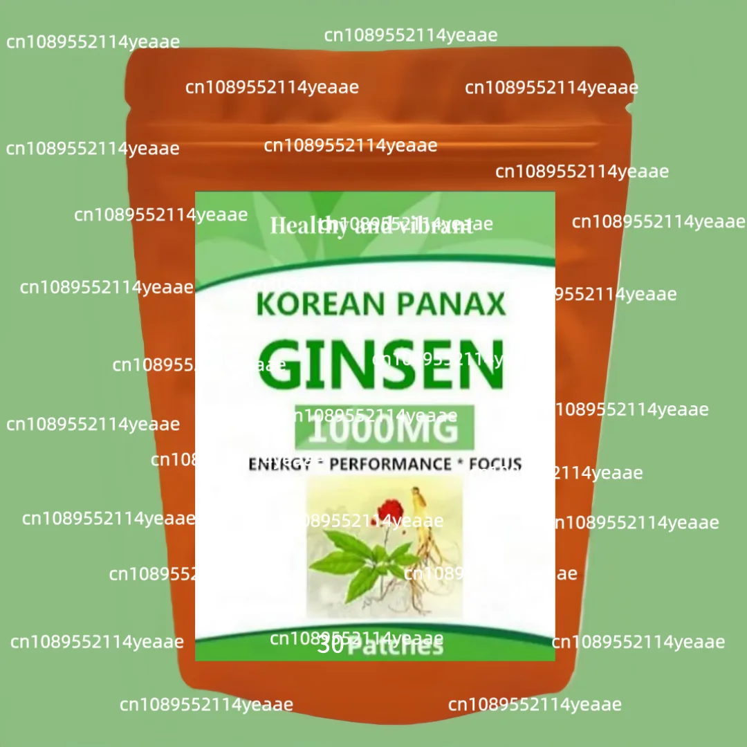 Natural Red Panax Ginseng 8 Energy Patches w/High Ginsenosides for Energy, Performance & Focus Pills for Men & Women