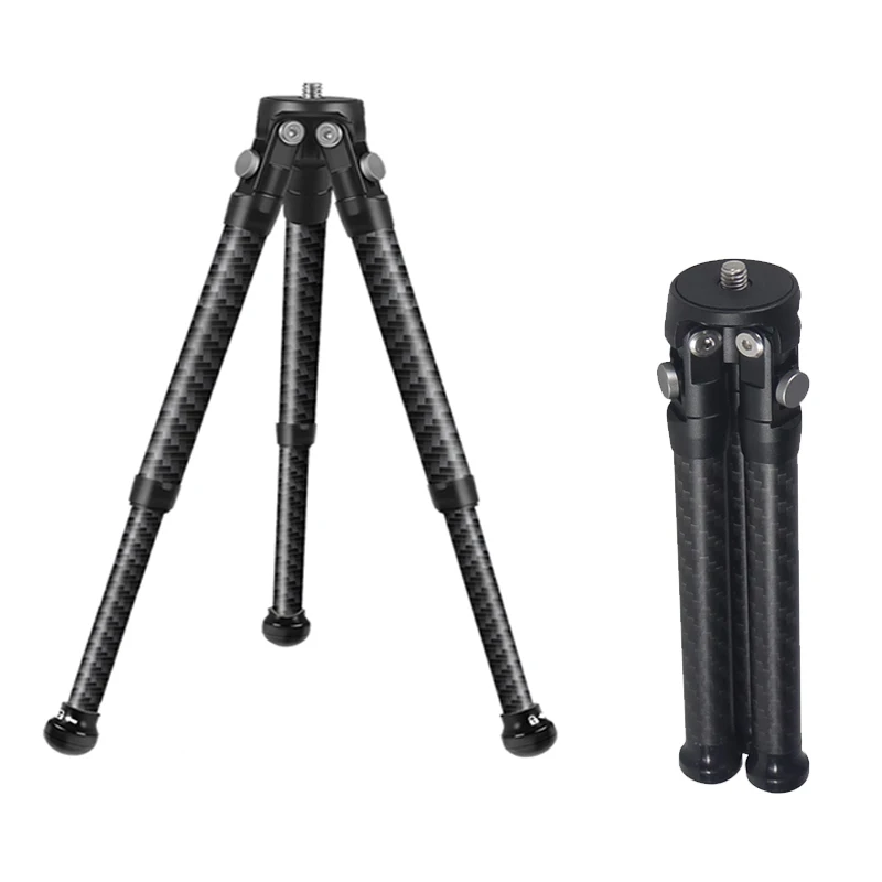Kohlefaser-Mini-Stativ, multifunktionales SLR-Vlog-Stativ, 5 kg maximale Belastung mit 1/4 Zoll Schraube für Kamera, Smartphone, Live-Halterung – Detail 1