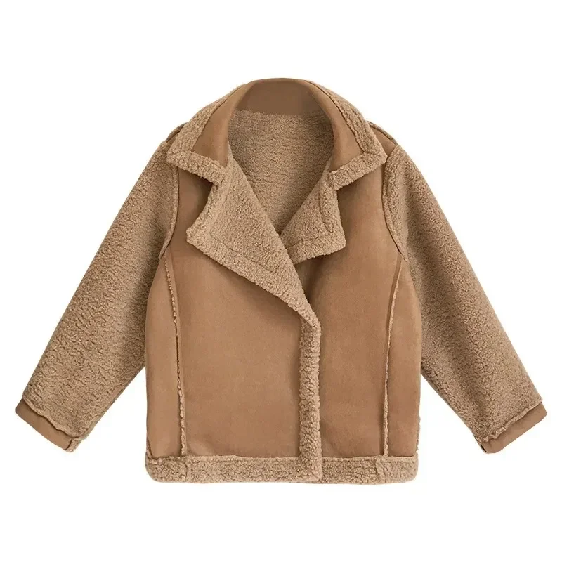 

Women Warm Coat Women's Loose plus Size Autumn Winter Leather Fur Integrated Tops Woman Jacket