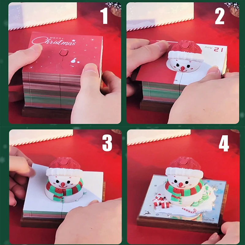 

Time Piece Calendar 2026 Desk Calendar With LED Light 3D Tear-away Calendar Paper Carving Art Memo Pad Notepad Christmas Gift