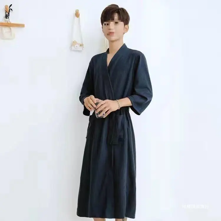 Summer and Autumn Couple Thin Section Towel Bathrobe Long Men\'s Large Size Robe Ladies Couple Pajamas Absorbent Bathrobe Summer