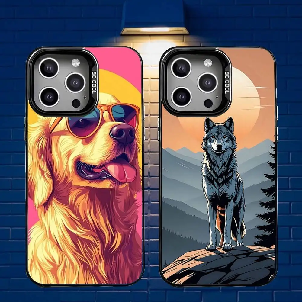 

Cartoon Cute Dog Phone Case For iPhone 16,15,14,13,12,11,Mini,Pro,E,MAX Gray Matte Silicone Black Cover