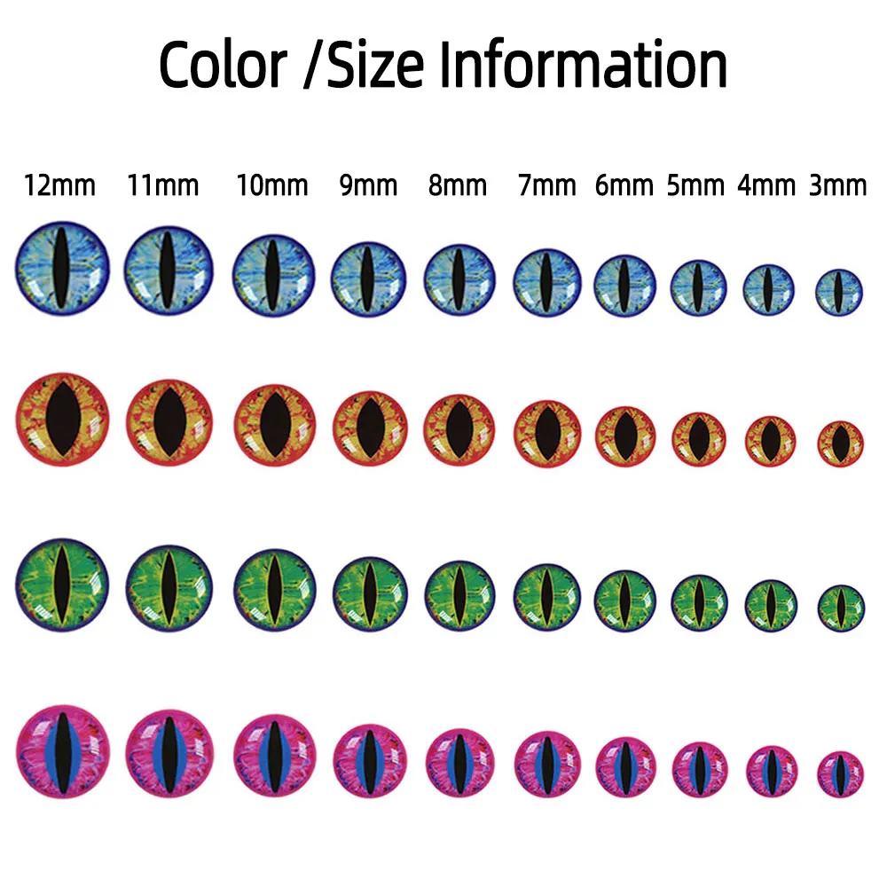 100 قطعة/الحزمة 3 ~ 7 مللي متر الايبوكسي ثلاثية الأبعاد عيون السمك الثلاثية الأبعاد عيون التنين يطير ربط المواد ل غاسل تهزهز إغراء ذباب البحر سمك السلمون المرقط الصيد