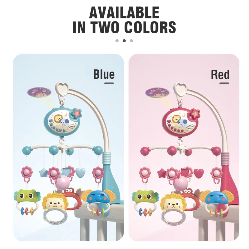 0-12개월 아기용 리모컨 유아용 침대 벨 조명 음악 만화 프로젝션 유니버설 유아용 침대 모빌 신생아 침대 벨 장난감 아기 선물