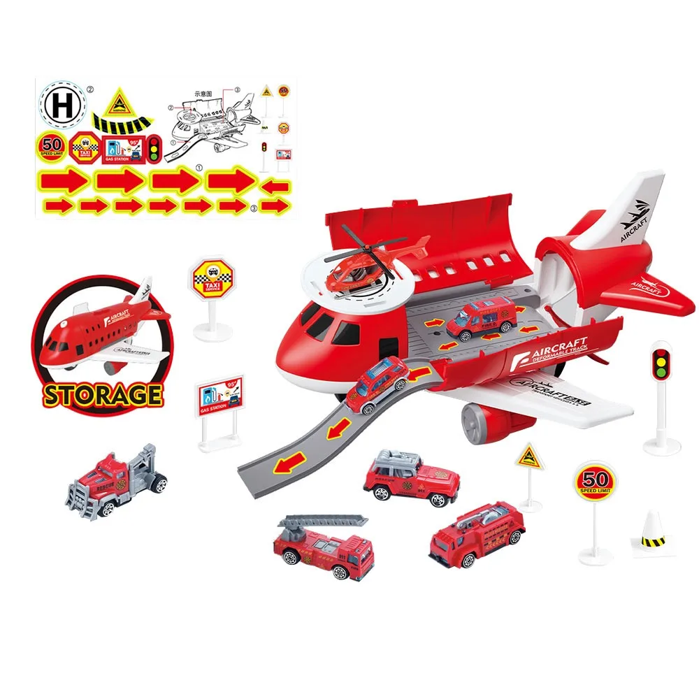 Red Blue Inertia Rail Airplane Deformable Track Random Car Inertia Car Plane Model Plastic Helicopter Simulation Aircraft Model