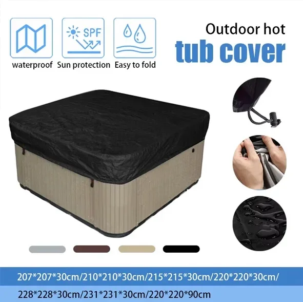 Spa Hot Tub Dust Cover Bathtub Swimming Pool Waterproof Outdoor Falling Leaf Protector Cover Garden Courtyard Anti-UV Protector view 2