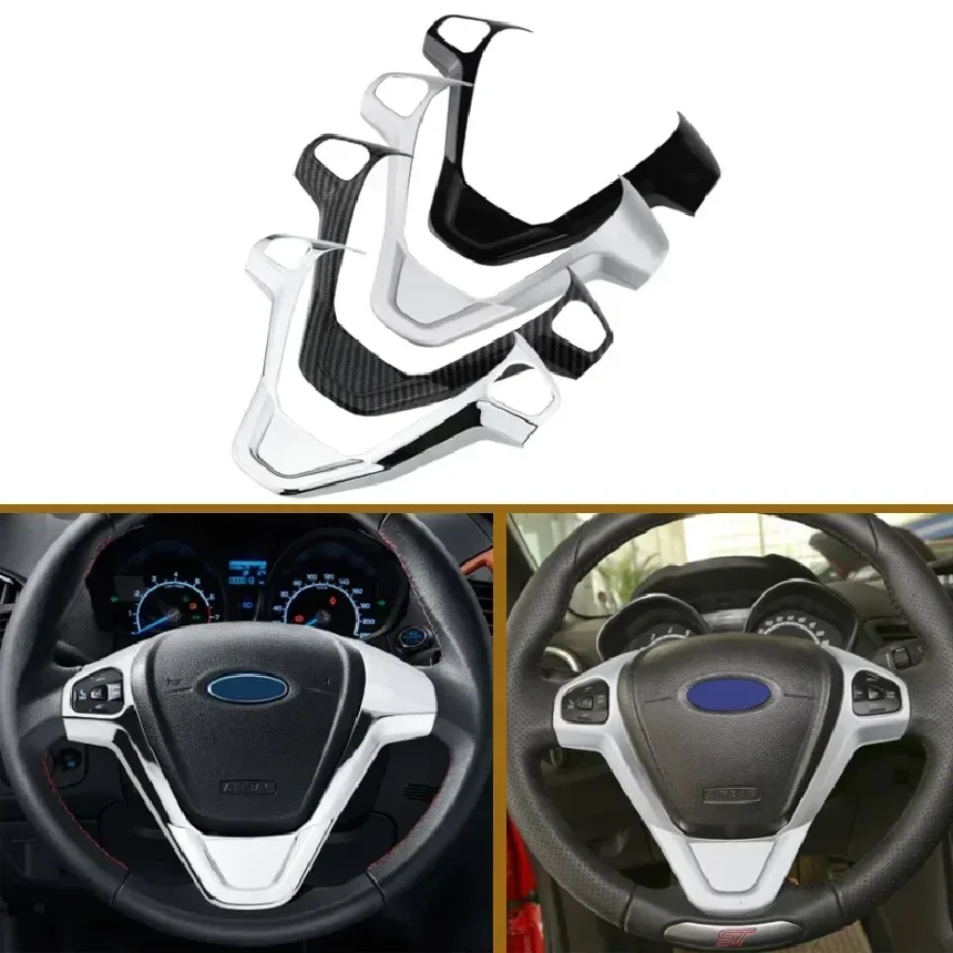 

For Ford Fiesta MK7 2009 - 2017 Ecosport 2012-2017 ABS Car Steering Wheel Panel Decoration Cover Trim Stickers accessories