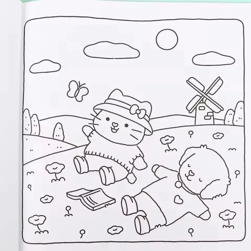 Fuzzy Hygge Adult Coloring Book - Super Cute Adorable Animal Cartoon Drawings Perfect Art Gift for Teens & Adults