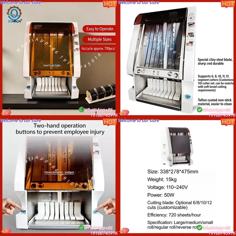 2026 HN QDMECH Low Noise Energy Efficient Stable Operation Sushi Roll Cutter Sushi Roll Slicer Sushi Cutting Machine