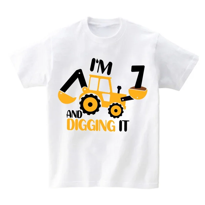 Excavator Birthday Party Family Shirts Construction Personalized T Shirts Boys My Kids T Shirt