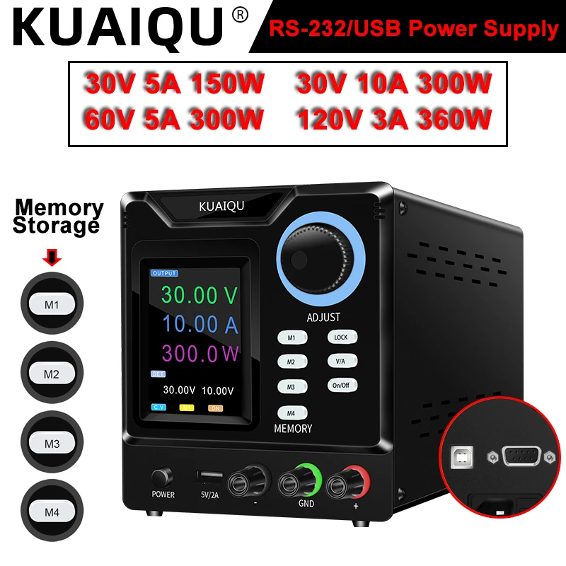 

RS-232/USB Programmable Software Lab Power Supply 4 Set Storage Memory Voltage Stabilizer LOCK OUTPUT Switched Regulator Source