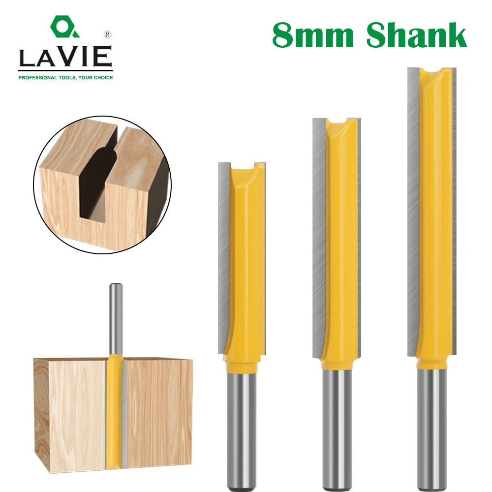 LAVIE 1pc 8mm Shank Straight Router Bit 1/2 Inch Milling Cutting Diameter Edge Woodworking Trimming Cutter Knife