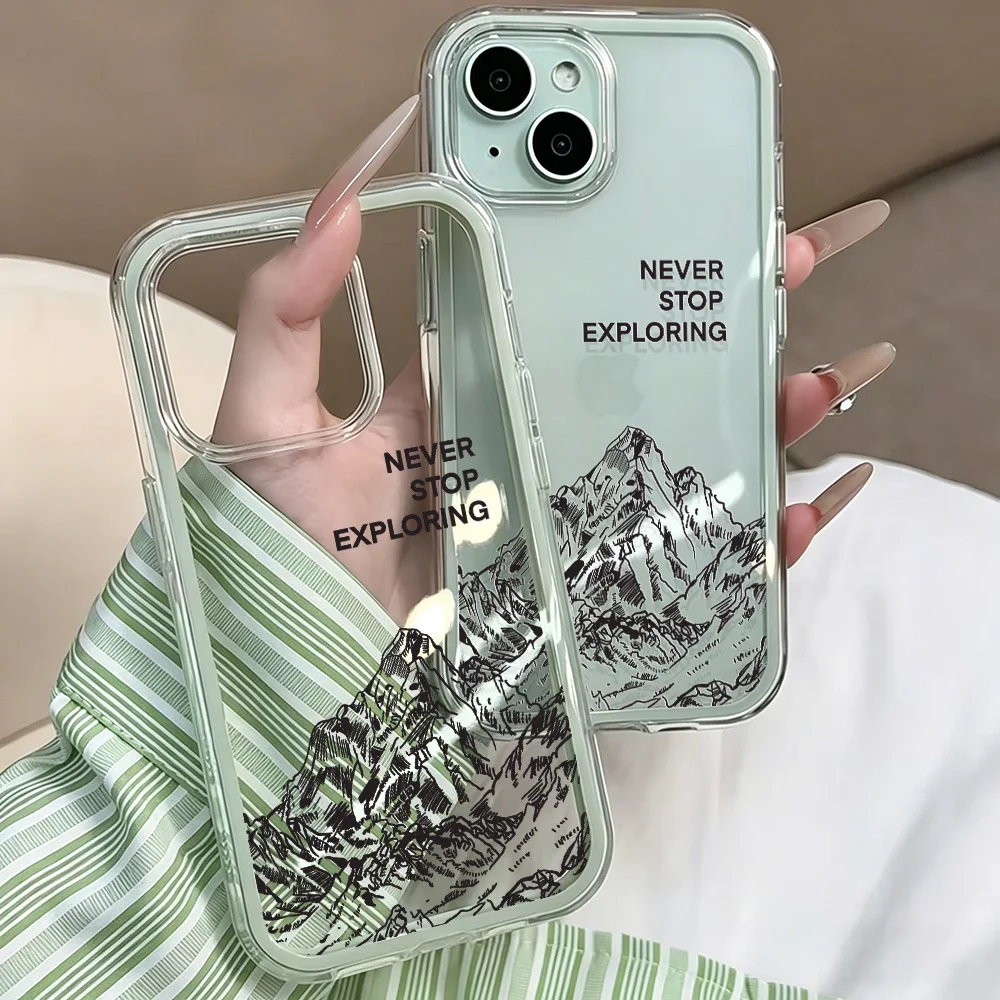 Mountain Peak Kreative Transparente 2-in-1 Handyhüllen für iPhone 11 12 13 14 15 16 17 Pro Max Plus XR X Air Klare Stoßfeste Hülle – Detail 5