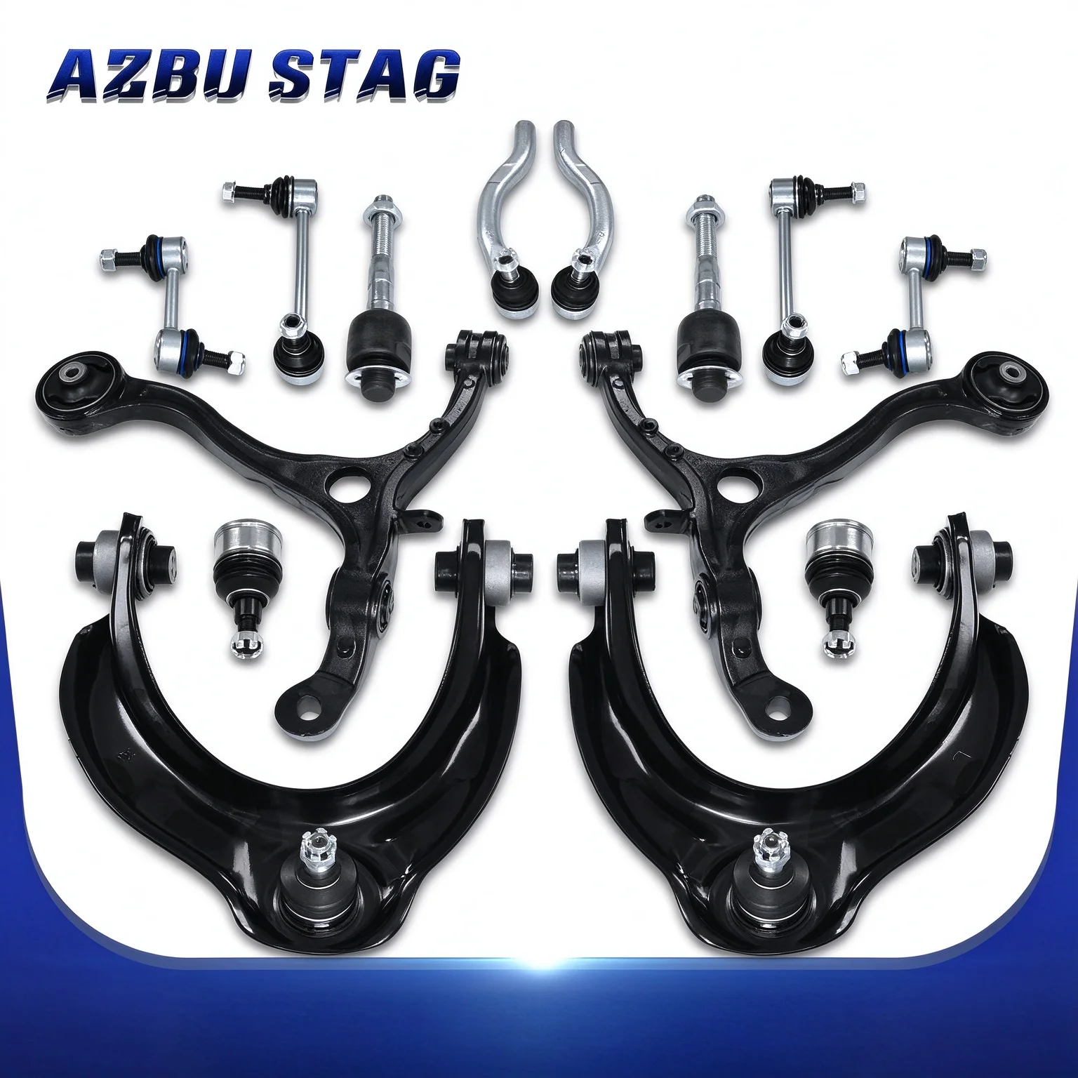 AzbuStag 14Pcs Front Upper Lower Control Arm Stabilizer Bar Link Suspension Kits for HONDA ACCORD 2008 2009 2010 2011 2012
