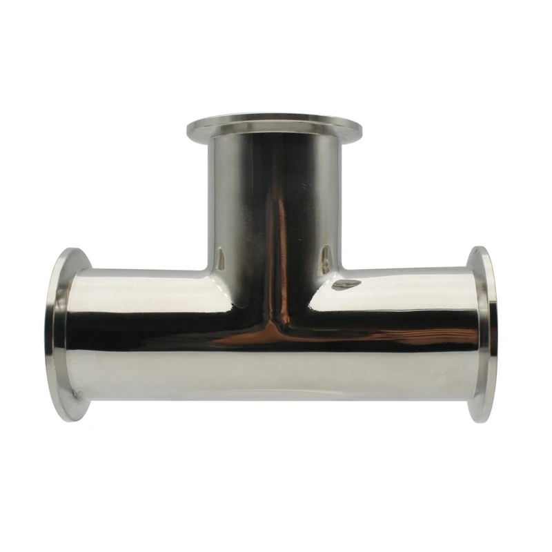 304 Stainless Steel Vacuum Tee KF16 KF25 KF40 KF50 T Flange Straight Triple Clamp Connector Fittings Pipe 30/40/55/75mm Ring OD
