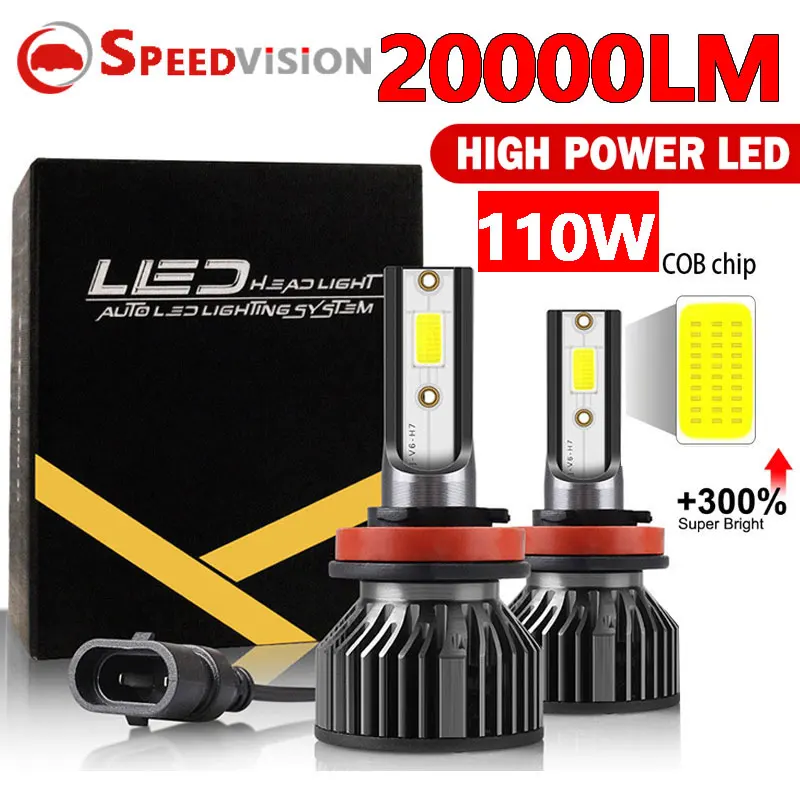 

H7 LED Headlight Bulb Canbus 20000LM CSP Chip LED H4 H1 H11 H8 H9 9005 9006 HB3 HB4 110W 6000K PTF Ice Bulbs Turbo Fog Light 12V