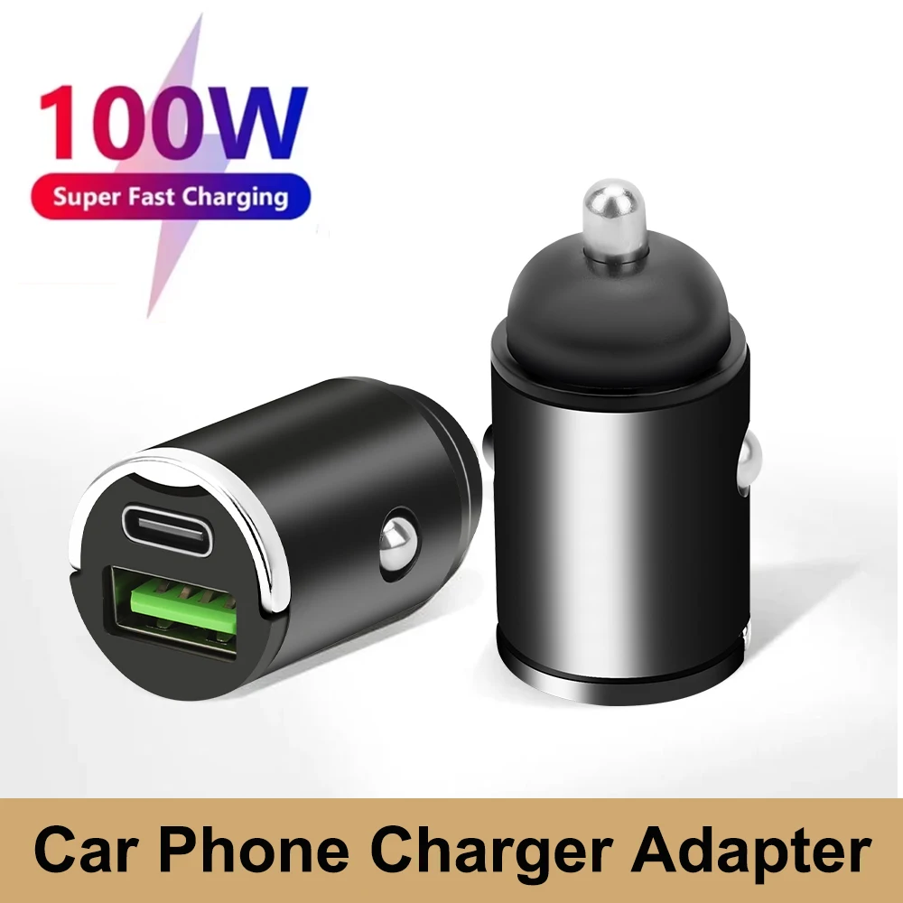 12V-24V Mini-Autoladegerät mit Zugring, schnelles Laden, USB-C-Autoladegerät-Adapter für iPhone, Xiaomi, Samsung, Huawei