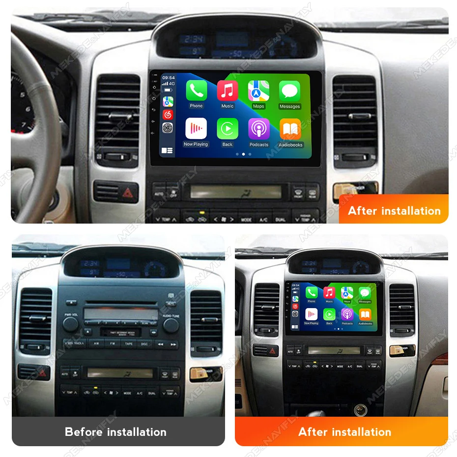 MEKEDE & NAVIFLY راديو السيارة لتويوتا لاند كروزر برادو 120 3 III لكزس GX470 GX 470 J120 2002-2009 Carplay مشغل وسائط متعددة