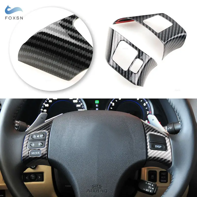 2pcs ABS Carbon Fiber Sticker Car Steering Wheel Button Trim For Lexus IS250 IS300 2006 2007 2008 2009 -2011 Inner Accessories