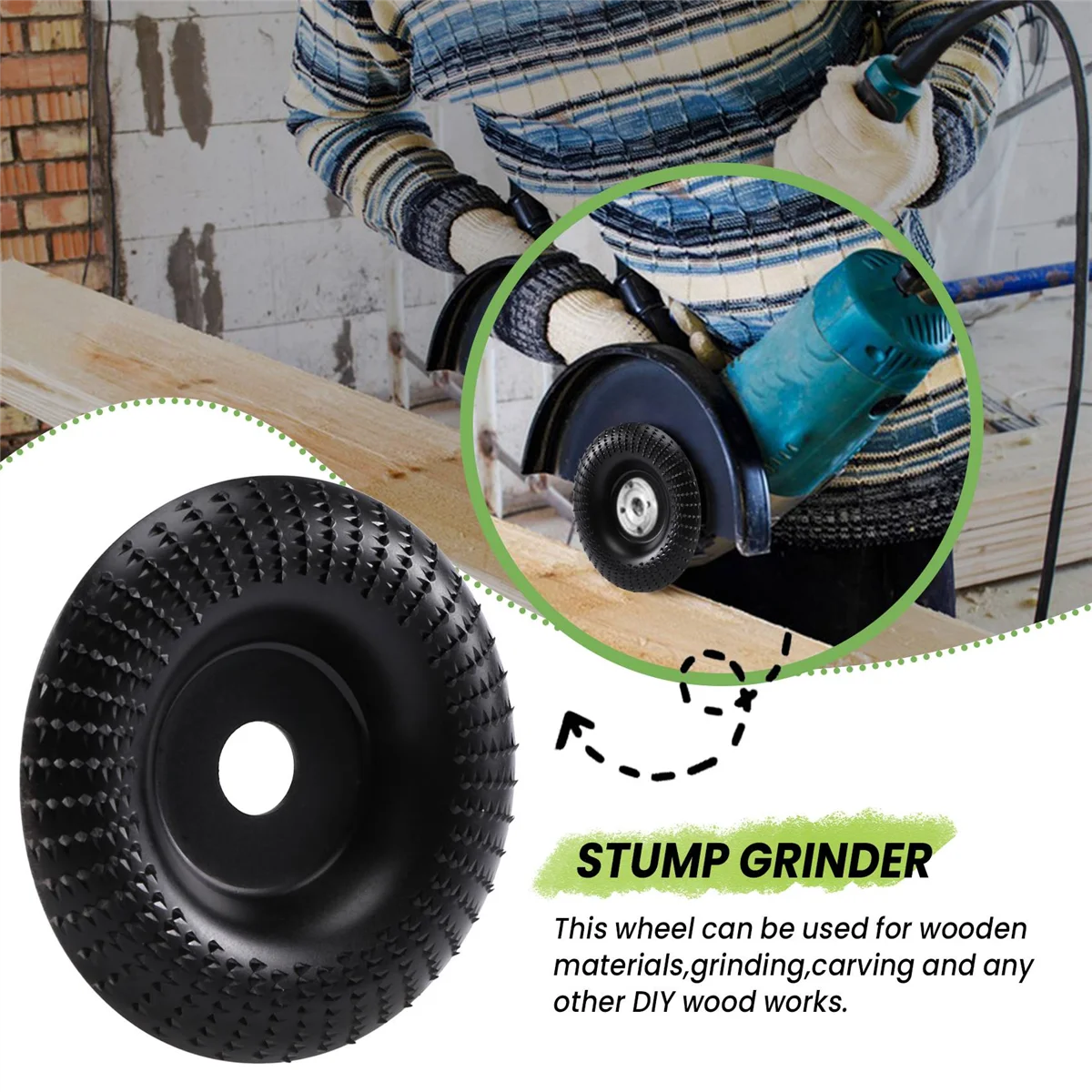 Disque de meuleuse en bois saillant, disque saillant, meuleuses d'angle, arbre de 5/8 po, 4 po