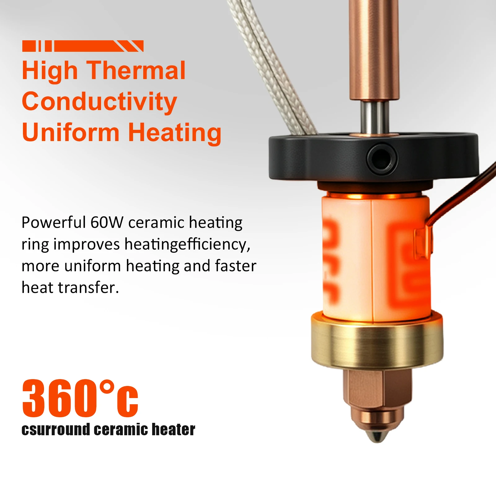 Hotend Ceramic Heater for Creality K1 /K1 Max /K1C /Ender 3 V3‑KE 24V 60W Heater 100K Thermistor Sensor For Creality K1 Hot End