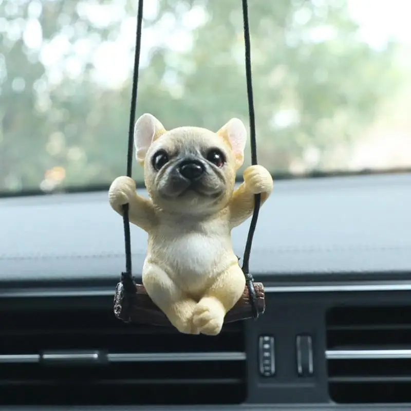 Bulldog Pendant Auto Rearview Mirror Ornaments Resin Cute Dog Anime Car Accessory Swing Pug Pendant Auto Rearview Mirror For car