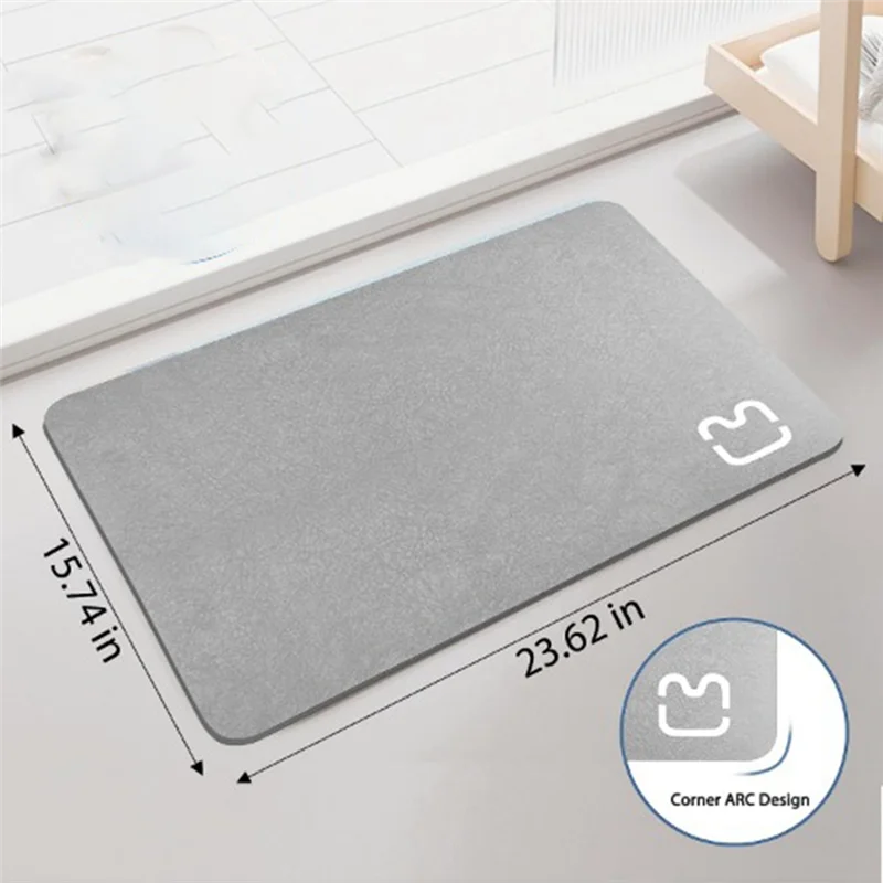 2Pcs Simple-Thin Diatomaceous Bath Mat Bathtub Mat, Fast Drying Bath Mat Non-Slip Shower Mat Bathroom Floor