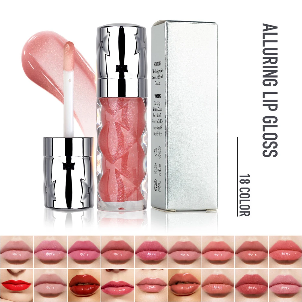 Lucidalabbra con Coperchio Argento, Etichetta Privata, 18 Colori, Brillante, Idratante, Lunga Durata, Logo Personalizzato, Pigmento Non Appiccicoso, Trucco all'Ingrosso